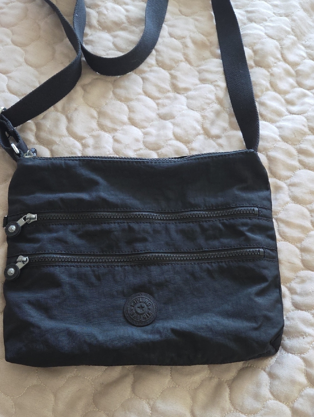 Kipling Black Nylon Crossbody with Dual Front Zips